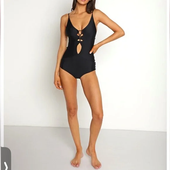 Acacia Swimwear Kokomo Black Cutout One-Piece small NWOT